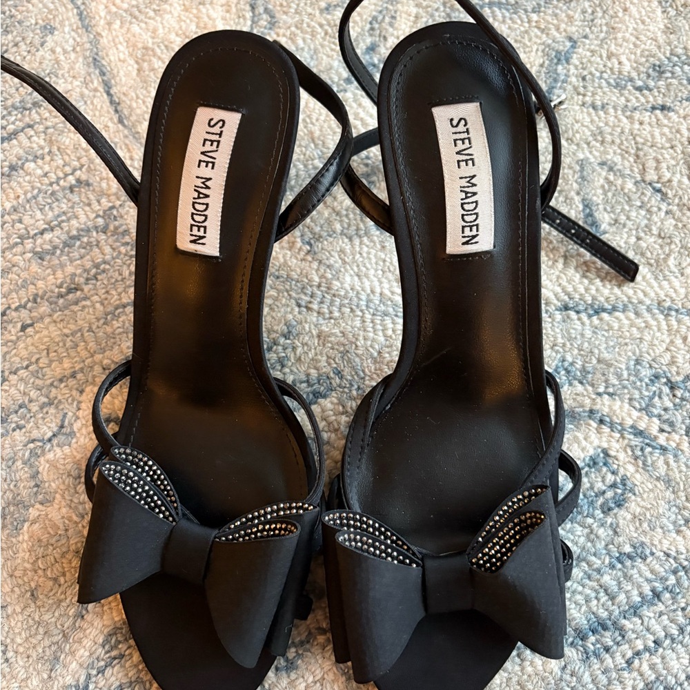 Steve Madden Black Bow Rhinestone Women's Heels
